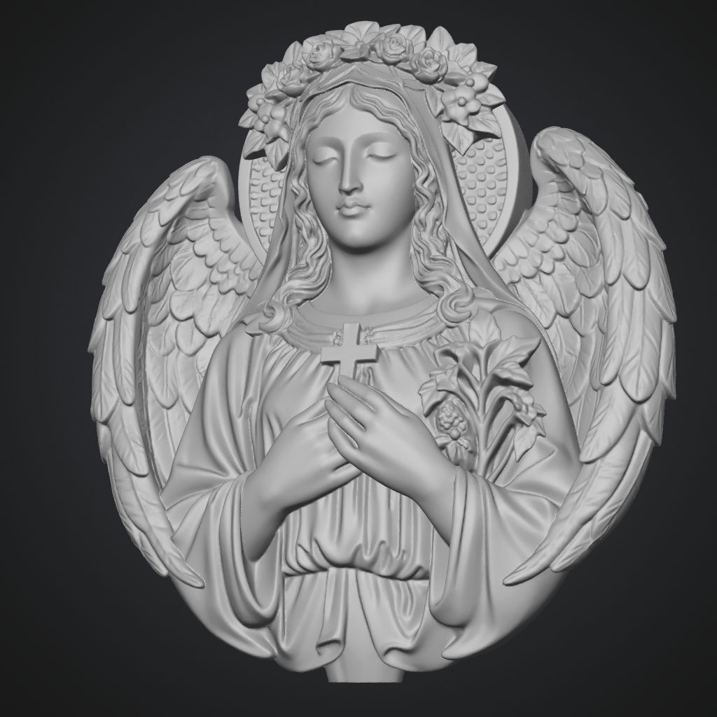 Stone Angel in Prayer CNC STL file preview 2
